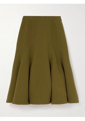 Bottega Veneta - Paneled Pleated Wool-crepe Midi Skirt - Green - IT36,IT38,IT40,IT42,IT44