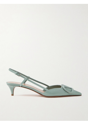 Valentino Garavani - Vlogo 40 Patent-leather Slingback Pumps - Green - IT36,IT36.5,IT37,IT37.5,IT38,IT38.5,IT39,IT39.5,IT40,IT41,IT41.5,IT42