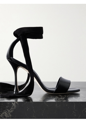 Manolo Blahnik - Chastana 105 Suede-trimmed Leather Sandals - Black - IT36,IT36.5,IT37,IT37.5,IT38,IT38.5,IT39,IT39.5,IT40,IT40.5,IT41,IT42