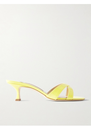 Manolo Blahnik - Callamu 50 Patent-leather Mules - Yellow - IT36,IT36.5,IT37,IT37.5,IT38,IT38.5,IT39,IT39.5,IT40,IT40.5,IT41,IT41.5,IT42
