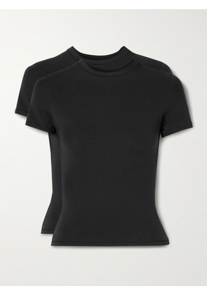 SKIMS - Set Of Two Stretch-cotton Jersey T-shirts - Soot - Black - XXS,XS,S,M,L,XL,2XL,3XL,4XL