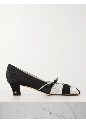 Valentino Garavani - Bowow 45 Crystal-embellished Suede-trimmed Moiré Pumps - Black - IT36,IT36.5,IT37,IT37.5,IT38,IT38.5,IT39,IT39.5,IT40,IT40.5,IT41,IT41.5,IT42