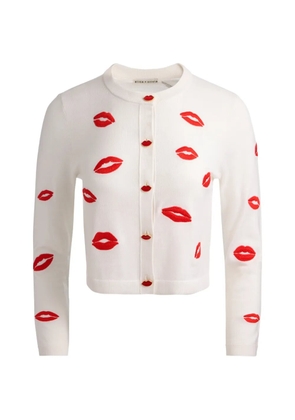 alice + olivia Daroda lips-print cardigan - Neutrals