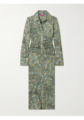 Altuzarra - Claudia Ruched Floral-print Crepe-jersey Midi Dress - Green - FR 34,FR 36,FR 38,FR 40,FR 42,FR 44,FR 46
