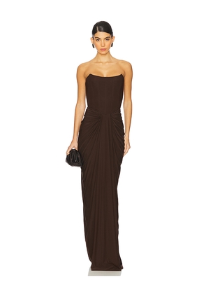 Deme by Gabriella Pearl Gown in Chocolate. Size L. Also in M, S, XL, XS.