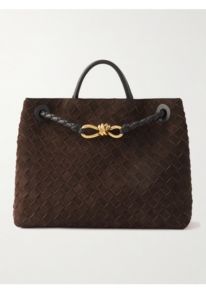 Bottega Veneta - Andiamo Medium Intrecciato Suede Tote - Brown - One size