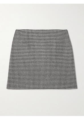 BLAZÉ Milano - Coci Velvet-trimmed Houndstooth Wool Mini Skirt - Black - 00,1,2,3,4