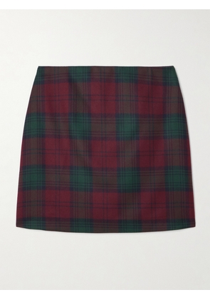 BLAZÉ Milano - Coci Velvet-trimmed Checked Wool Mini Skirt - Red - 00,1,2,3,4