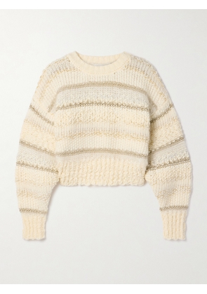 FRAME - Cropped Metallic Striped Wool-blend Sweater - Cream - xx small,x small,small,medium,large,x large