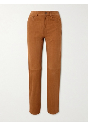 BLAZÉ Milano - Paso Paneled Suede Straight-leg Pants - Brown - 00,1,2,3,4