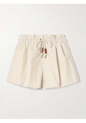 Moncler - Canvas-trimmed Paneled Cotton-blend Shell Shorts - Cream - IT38,IT40,IT42,IT44,IT46,IT48