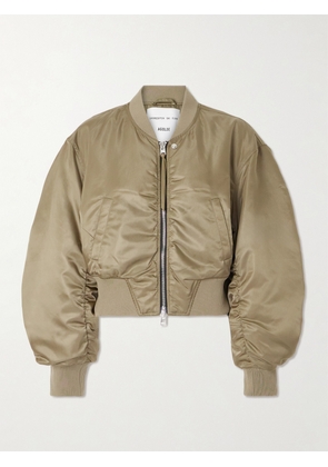 AGOLDE - + Shoreditch Ski Club Jett Cropped Recycled Satin-twill Bomber Jacket - Green - x small,small,medium,large,x large