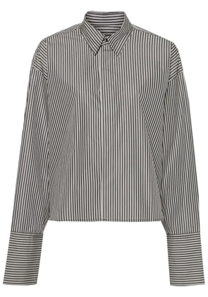 AMI Paris striped cropped cotton shirt - Black