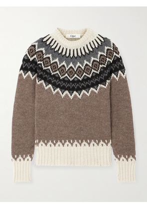 Chloé - Fair Isle Alpaca, Merino Wool And Cashmere-blend Sweater - Brown - x small,small,medium,large,x large