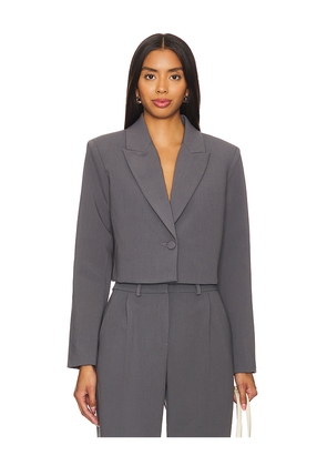 Amanda Uprichard Reggie Crop Blazer in Grey. Size L. Also in M, XL.