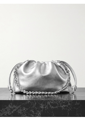 LOEWE - Flamenco Metallic Leather Clutch - Silver - One size