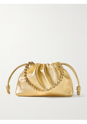 LOEWE - Flamenco Metallic Leather Clutch - Gold - One size