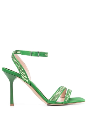 LIU JO crystal-embellished leather sandals - Green