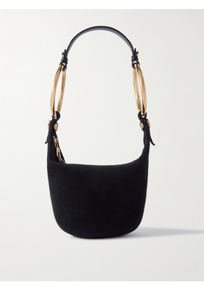 Chloé - Bracelet Embellished Leather-trimmed Suede Shoulder Bag - Black - One size