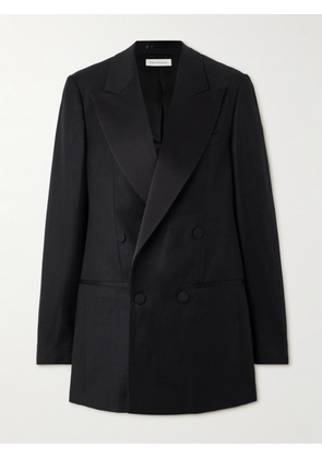 Dries Van Noten - Oversized Double-breasted Wool, Linen And Silk-blend Twill Blazer - Black - 44,46
