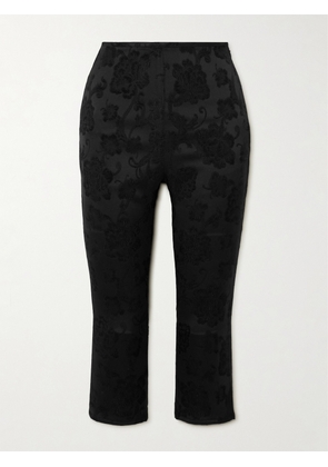 Alessandra Rich - Cropped Satin-jacquard Skinny Pants - Black - IT36,IT38,IT40,IT42,IT44,IT46