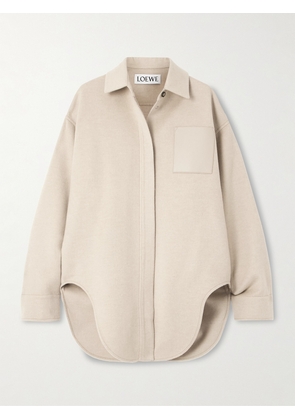 LOEWE - Leather-trimmed Wool And Cashmere-blend Jacket - Cream - FR 32,FR 34,FR 36,FR 38,FR 40,FR 42,FR 44