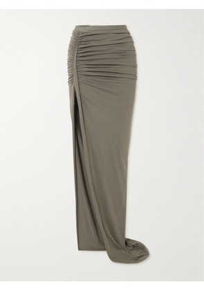 Rick Owens - Edfu Asymmetric Ruched Cotton-jersey Maxi Skirt - Gray - IT38,IT40,IT42,IT44,IT46,IT48