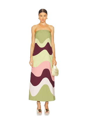 ADRIANA DEGREAS Giardino Strapless Long Dress in Green,Burgundy. Size M. Also in S.