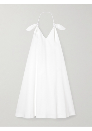 LOEWE - Flamenco Knotted Leather-trimmed Voile Halterneck Mini Dress - White - FR 34,FR 36,FR 38,FR 40,FR 42,FR 44