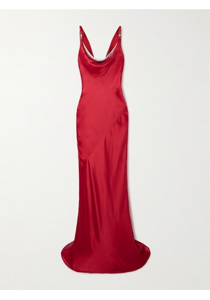 Versace - Sequin-trimmed Draped Silk-satin Gown - Red - IT36,IT38,IT40,IT42,IT44