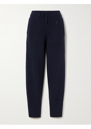 TOTEME - Embroidered Cashmere Tapered Track Pants - Blue - xx small,x small,small,medium,large,x large