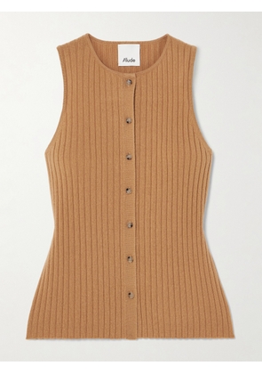 Allude - Ribbed Cashmere Vest - Brown - x small,small,medium,large,x large