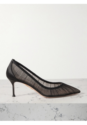 Aquazzura - 65 Satin-trimmed Ruched Tulle Point-toe Pumps - Black - IT35,IT35.5,IT36,IT36.5,IT37,IT37.5,IT38,IT38.5,IT39,IT39.5,IT40,IT40.5,IT41,IT41.5,IT42