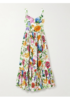 Dolce & Gabbana - Tiered Pleated Floral-print Cotton-poplin Midi Dress - Multi - IT36,IT38,IT40,IT42,IT44,IT48,IT50