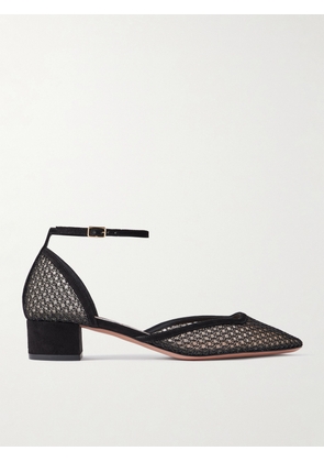Aquazzura - Asha 35 Suede-trimmed Mesh Pumps - Black - IT34,IT35,IT35.5,IT36,IT36.5,IT37,IT37.5,IT38,IT38.5,IT39,IT39.5,IT40,IT40.5,IT41,IT41.5,IT42