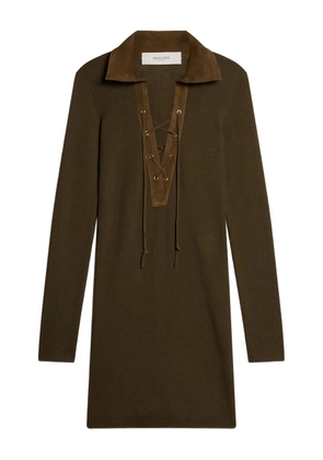 Golden Goose lace-up collared knitted mini dress - Green