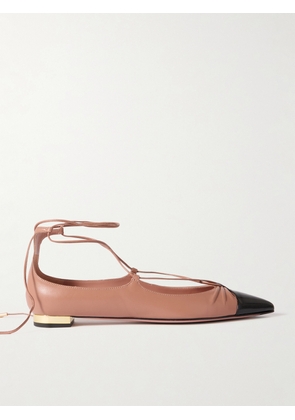 Aquazzura - Gabi Lace-up Leather Point-toe Flats - Pink - IT35.5,IT36,IT36.5,IT37,IT37.5,IT38,IT38.5,IT39,IT39.5,IT40,IT40.5,IT41,IT41.5,IT42