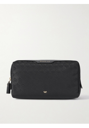 Anya Hindmarch - Small Makeup Leather-trimmed Econyl®-jacquard Cosmetics Case - Black - One size