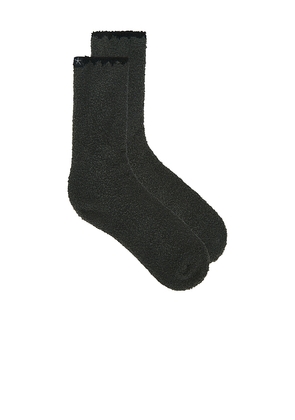 Barefoot Dreams Cozychic Blanket Stitch Rib Socks in Grey.