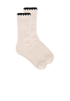 Barefoot Dreams Cozychic Blanket Stitch Rib Socks in Grey.