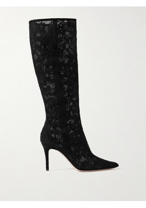 Gianvito Rossi - Claudia 85 Corded Lace Knee Boots - Black - IT36,IT36.5,IT37,IT37.5,IT38,IT38.5,IT39,IT39.5,IT40,IT40.5,IT42
