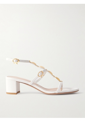 Gianvito Rossi - Kalinda 55 Embellished Leather Sandals - Off-white - IT35,IT35.5,IT36,IT36.5,IT37,IT37.5,IT38,IT38.5,IT39,IT39.5,IT40,IT40.5,IT41,IT41.5,IT42
