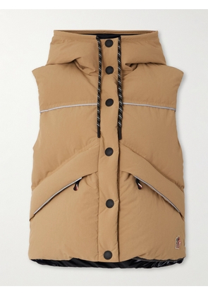 Moncler Grenoble - Arolla Hooded Appliquéd Quilted Shell Down Vest - Brown - 00,1,2,3,4,5