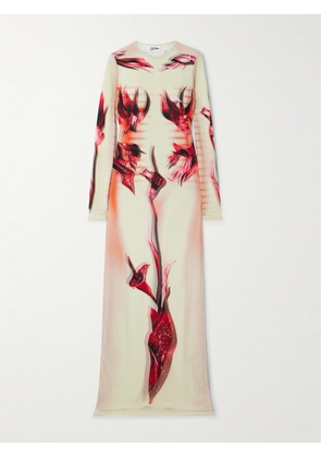 Jean Paul Gaultier - Printed Stretch-mesh Maxi Dress - Off-white - xx small,x small,small,medium,large,x large,xx large