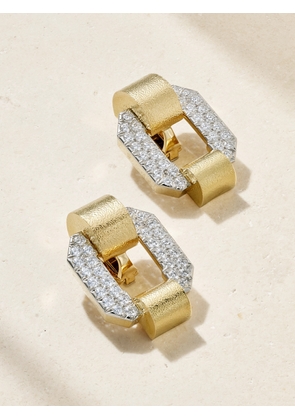 DAVID WEBB - Octagonal Buckle 18-karat Gold Diamond Clip Earrings - One size
