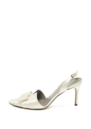 Gina bow-detail slingback pumps - White