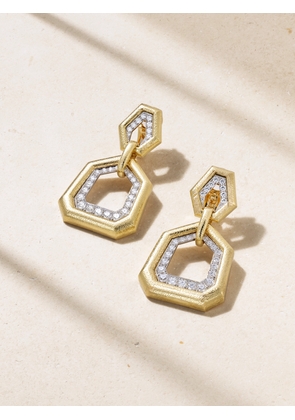DAVID WEBB - Uptown Hammered 18-karat Gold, Platinum And Diamond Earrings - One size