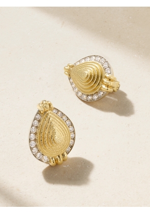 DAVID WEBB - Concentric Pear 18-karat Gold, Platinum And Diamond Earrings - One size