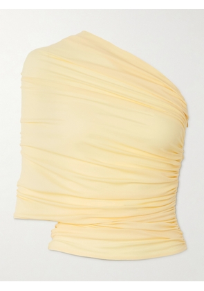 Magda Butrym - One-shoulder Draped Wrap-effect Stretch-jersey Top - Yellow - FR 34,FR 36,FR 38