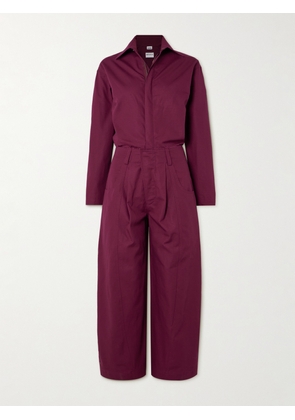 Rivet Utility - New Yorker Cropped Cotton-ripstop Jumpsuit - Burgundy - x small,small,medium,large,x large